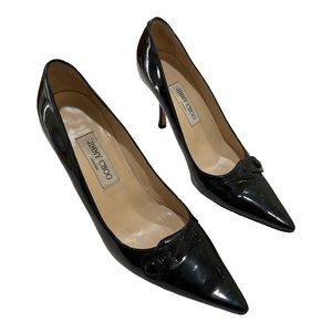 Jimmy Choo Womens Classic Pump Stiletto Heels Shoes Black Leather Slip On 8.5